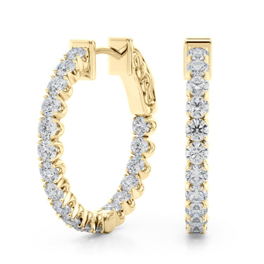 Classic Inside Out U-Prong Hoop Earrings – Lab Diamond Hoop Earrings in 18K Gold | Just Brilliant – angle view