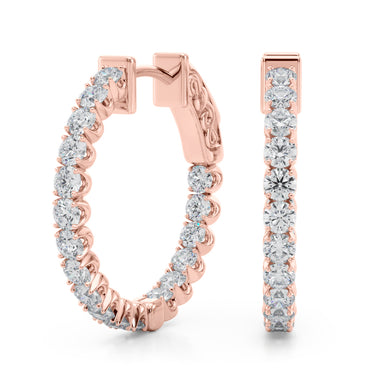 Classic Inside Out U-Prong Hoop Earrings – Lab Diamond Hoop Earrings in 18K Gold | Just Brilliant – view 11