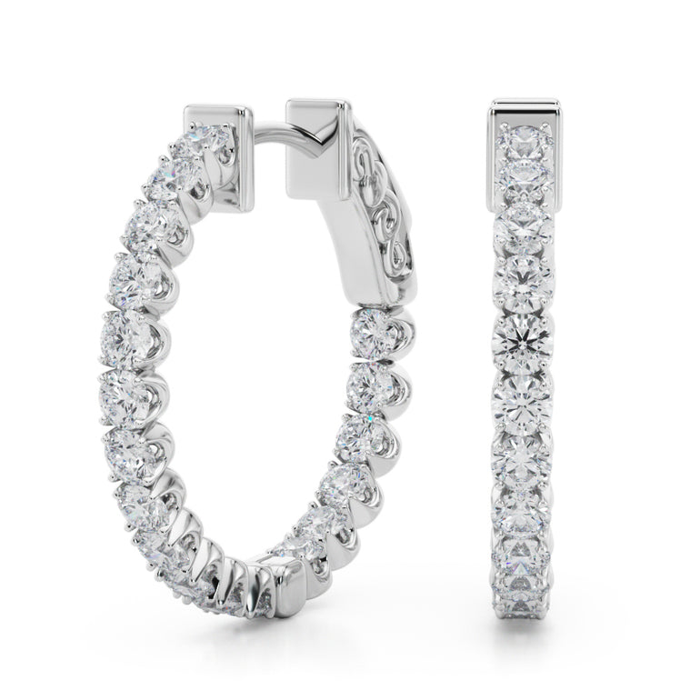 Classic Inside Out U-Prong Hoop Earrings – Radiant Lab Diamond Hoop Earrings in 18K Gold | Just Brilliant