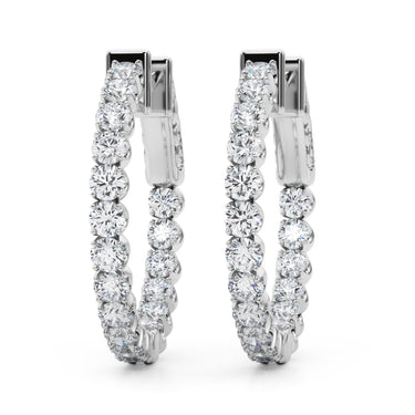 Classic Inside Out U-Prong Hoop Earrings – Lab Diamond Hoop Earrings in 18K Gold | Just Brilliant – close-up view