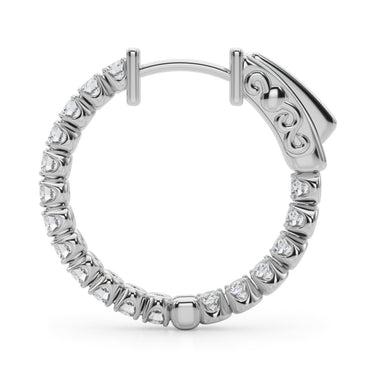 Classic Inside Out U-Prong Hoop Earrings – Lab Diamond Hoop Earrings in 18K Gold | Just Brilliant – detail view
