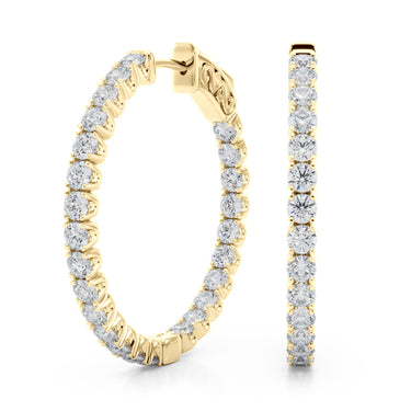 41005-04-28mm-1.1 Inch 4 Prong Round Hoo – Lab Diamond Jewelry in 18K Gold | Just Brilliant – angle view