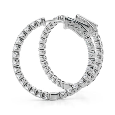 41005-04-28mm-1.1 Inch 4 Prong Round Hoo – Lab Diamond Jewelry in 18K Gold | Just Brilliant – lifestyle view
