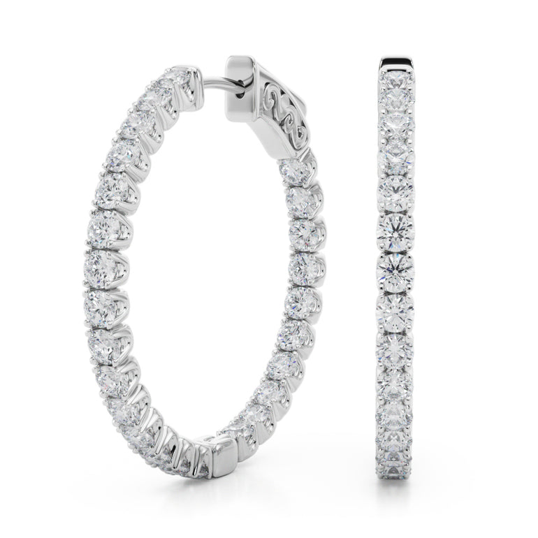 41005-04-28mm-1.1 Inch 4 Prong Round Hoo – Radiant Lab Diamond Jewelry in 18K Gold | Just Brilliant