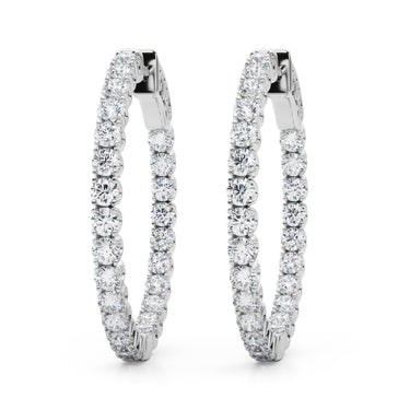 41005-04-28mm-1.1 Inch 4 Prong Round Hoo – Lab Diamond Jewelry in 18K Gold | Just Brilliant – close-up view