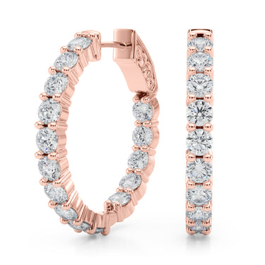 Inside-Out Shared Prong Round Hoop Earrings – Round Lab Diamond Hoop Earrings in 18K Gold | Just Brilliant – view 11