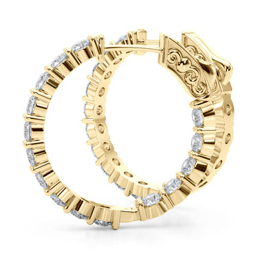 Inside-Out Shared Prong Round Hoop Earrings – Round Lab Diamond Hoop Earrings in 18K Gold | Just Brilliant – view 9