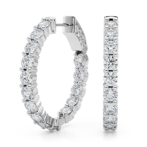 Inside-Out Shared Prong Round Hoop Earrings