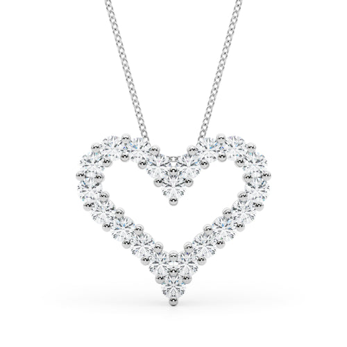 Shared Prong Heart Shape Pendant Necklace