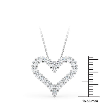 Shared Prong Heart Shape Pendant Necklace – Heart-Shaped Lab Diamond Necklace in 18K Gold | Just Brilliant – close-up view