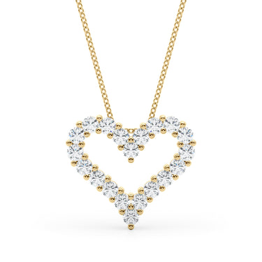 Shared Prong Heart Shape Pendant Necklace – Heart-Shaped Lab Diamond Necklace in 18K Gold | Just Brilliant – side view