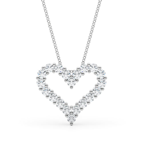 Shared Prong Heart Shape Pendant Necklace