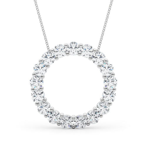 Shared Prong Circle Pendant Necklace