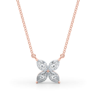 Marquise Flower Pendants – Marquise Lab Diamond Pendant in 18K Gold | Just Brilliant – side view