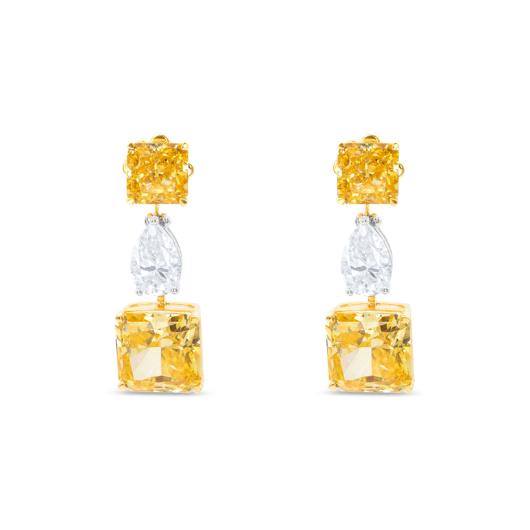 Luna Luminary Earrings by Just Brilliant – 15.5ct fancy yellow and white lab diamond earrings in 18K gold