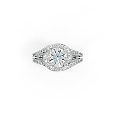 Mystique Spin Ring by Just Brilliant – 1ct sculptural lab diamond ring in 18K white gold – detail view