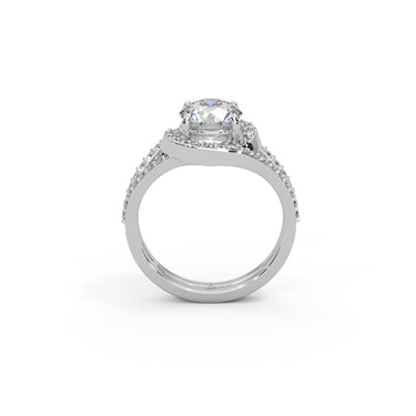 Mystique Spin Ring by Just Brilliant – 1ct sculptural lab diamond ring in 18K white gold – close-up view