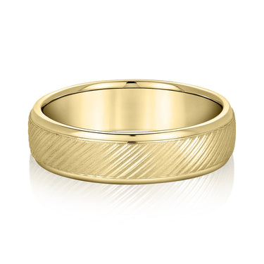 6mm Standard Weight Mens Band – Lab Diamond Men's Band in 18K Gold | Just Brilliant – close-up view