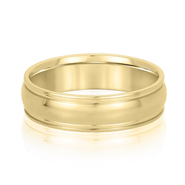 6mm Standard Weight Mens Band – Lab Diamond Men's Band in 18K Gold | Just Brilliant – close-up view
