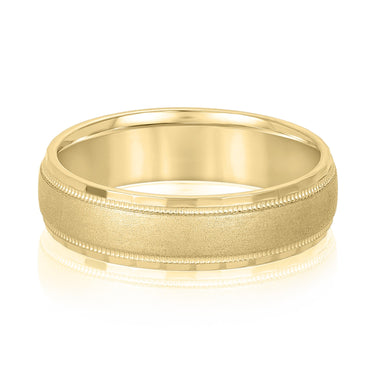 6mm Standard Weight Mens Band – Lab Diamond Men's Band in 18K Gold | Just Brilliant – close-up view