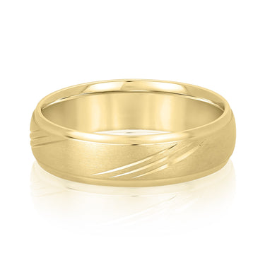 6mm Standard Weight Mens Band – Lab Diamond Men's Band in 18K Gold | Just Brilliant – close-up view