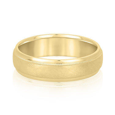 6mm Standard Weight Mens Band – Lab Diamond Men's Band in 18K Gold | Just Brilliant – close-up view