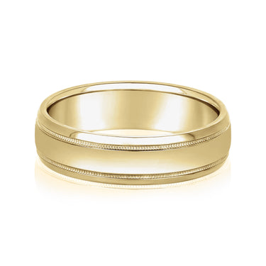 6mm Standard Weight Mens Band – Lab Diamond Men's Band in 18K Gold | Just Brilliant – close-up view
