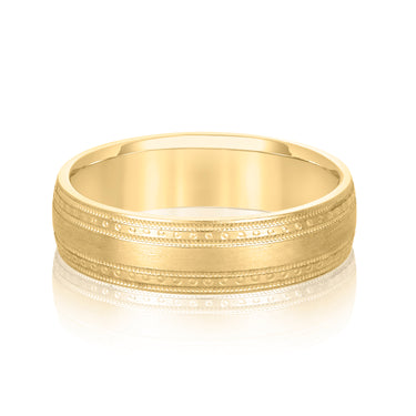 6mm Standard Weight Mens Band – Lab Diamond Men's Band in 18K Gold | Just Brilliant – close-up view