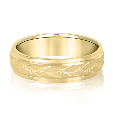 6mm Standard Weight Mens Band – Lab Diamond Men's Band in 18K Gold | Just Brilliant – close-up view