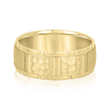 6mm Standard Weight Mens Band – Lab Diamond Men's Band in 18K Gold | Just Brilliant – close-up view