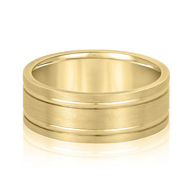 6mm Standard Weight Mens Band – Lab Diamond Men's Band in 18K Gold | Just Brilliant – close-up view