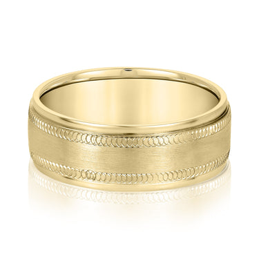 6mm Standard Weight Mens Band – Lab Diamond Men's Band in 18K Gold | Just Brilliant – close-up view