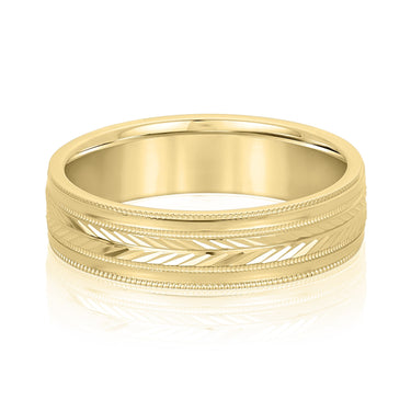 6mm Standard Weight Mens Band – Lab Diamond Men's Band in 18K Gold | Just Brilliant – close-up view