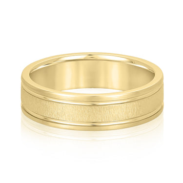 6mm Standard Weight Mens Band – Lab Diamond Men's Band in 18K Gold | Just Brilliant – close-up view