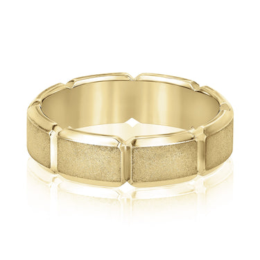 6mm Standard Weight Mens Band – Lab Diamond Men's Band in 18K Gold | Just Brilliant – close-up view