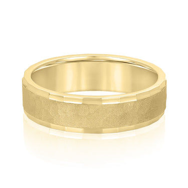 6mm Standard Weight Mens Band – Lab Diamond Men's Band in 18K Gold | Just Brilliant – close-up view