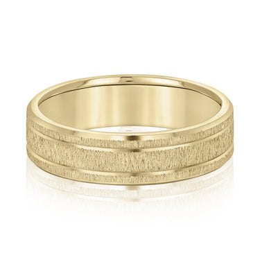 6mm Standard Weight Mens Band – Lab Diamond Men's Band in 18K Gold | Just Brilliant – close-up view