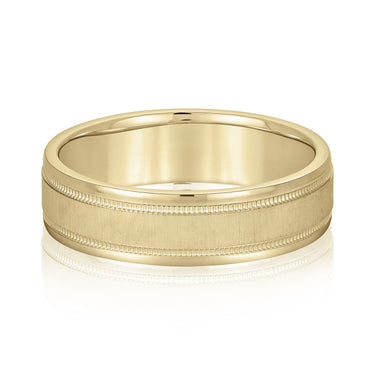 6mm Standard Weight Mens Band – Lab Diamond Men's Band in 18K Gold | Just Brilliant – close-up view