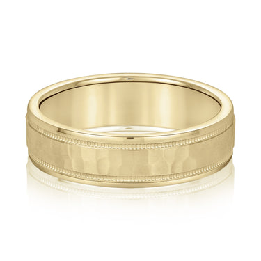 6mm Standard Weight Mens Band – Lab Diamond Men's Band in 18K Gold | Just Brilliant – close-up view