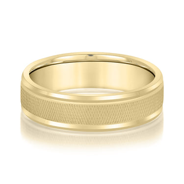 6mm Standard Weight Mens Band – Lab Diamond Men's Band in 18K Gold | Just Brilliant – close-up view