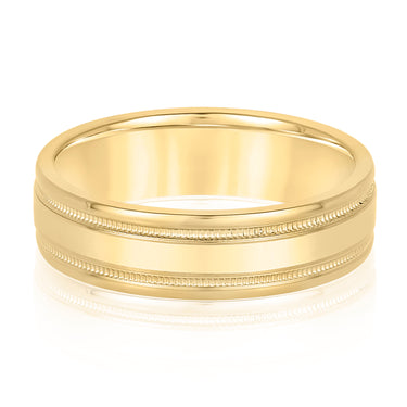 6mm Standard Weight Mens Band – Lab Diamond Men's Band in 18K Gold | Just Brilliant – close-up view
