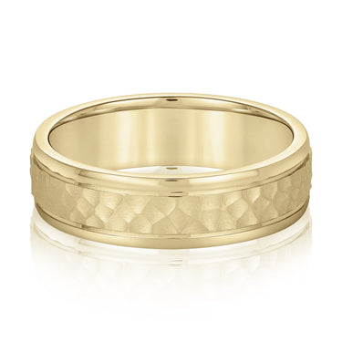 6mm Standard Weight Mens Band – Lab Diamond Men's Band in 18K Gold | Just Brilliant – close-up view
