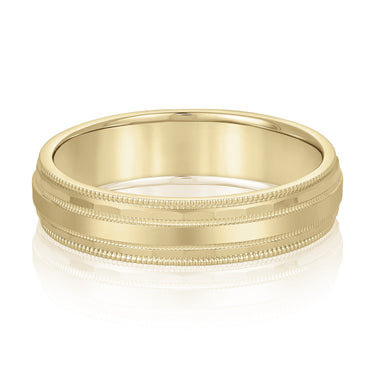 6mm Standard Weight Mens Band – Lab Diamond Men's Band in 18K Gold | Just Brilliant – close-up view