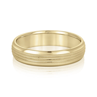 6mm Standard Weight Mens Band – Lab Diamond Men's Band in 18K Gold | Just Brilliant – close-up view