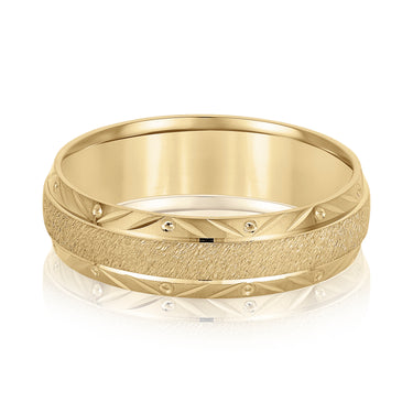 6mm Standard Weight Mens Band – Lab Diamond Men's Band in 18K Gold | Just Brilliant – close-up view