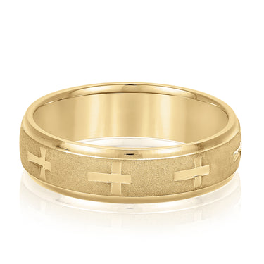 6mm Standard Weight Mens Band – Lab Diamond Men's Band in 18K Gold | Just Brilliant – close-up view