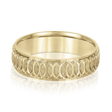 6mm Standard Weight Mens Band – Lab Diamond Men's Band in 18K Gold | Just Brilliant – close-up view