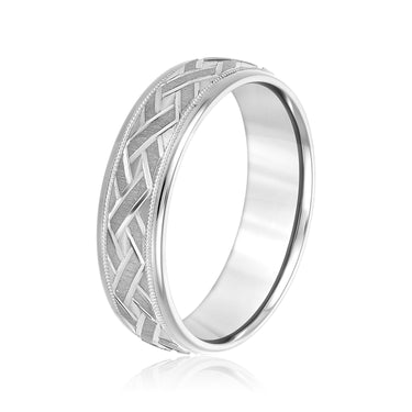 6mm Standard Weight Mens Band – Lab Diamond Men's Band in 18K Gold | Just Brilliant – detail view