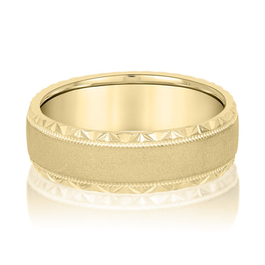 7mm Standard Weight Mens Band – Lab Diamond Men's Band in 18K Gold | Just Brilliant – close-up view