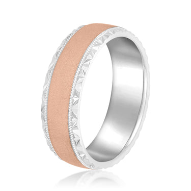 7mm Standard Weight Mens Band – Lab Diamond Men's Band in 18K Gold | Just Brilliant – angle view
